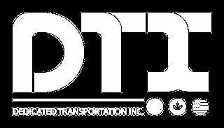 DTI Dedicated Transportation Inc. logo with company name and small icons in white on black background