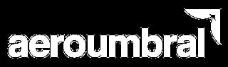 Aeroumbral logo with white text and arrow icon on black background
